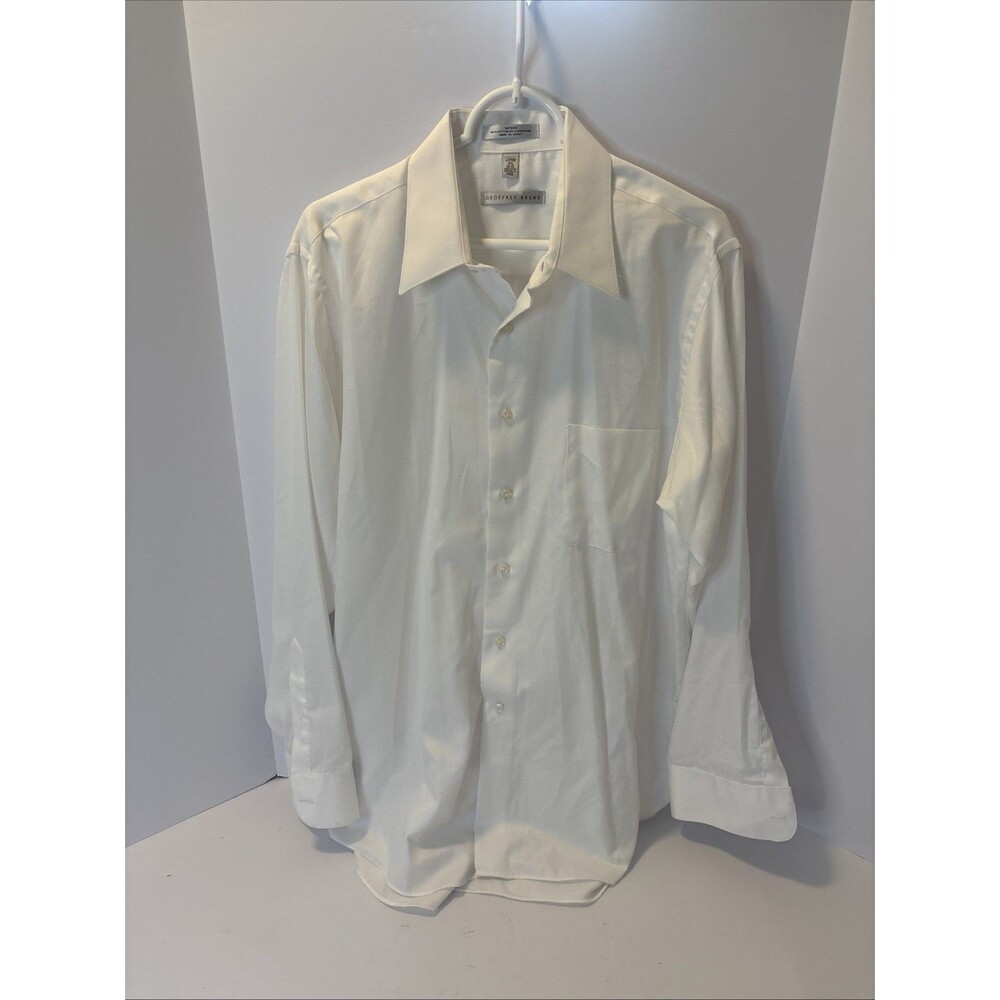 Geoffrey Beene Men's White Solid Dress Shirt 16 1/2 34/35